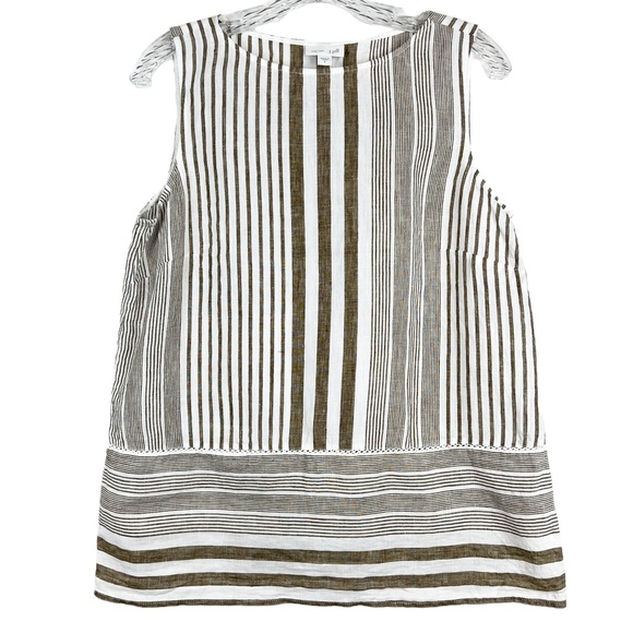 J. Jill Tops - J.Jill love linen tan & white striped linen tank top size S